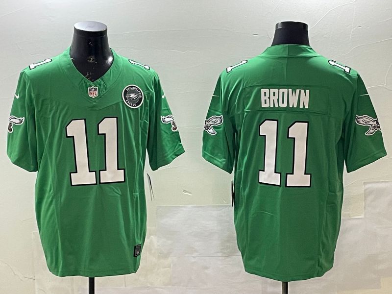 Men Philadelphia Eagles #11 Brown Green three generations 2025 Nike Vapor Limited NFL Jersey style 3->philadelphia eagles->NFL Jersey